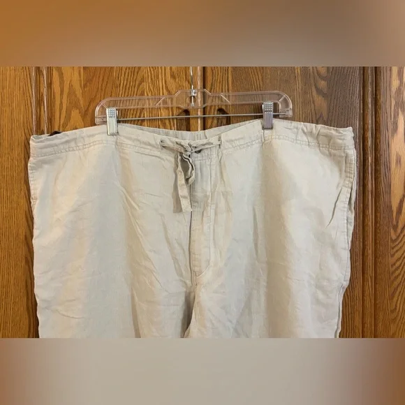 Perry Ellis Tan Linen Blend Drawstring Pants - Picture 2 of 6